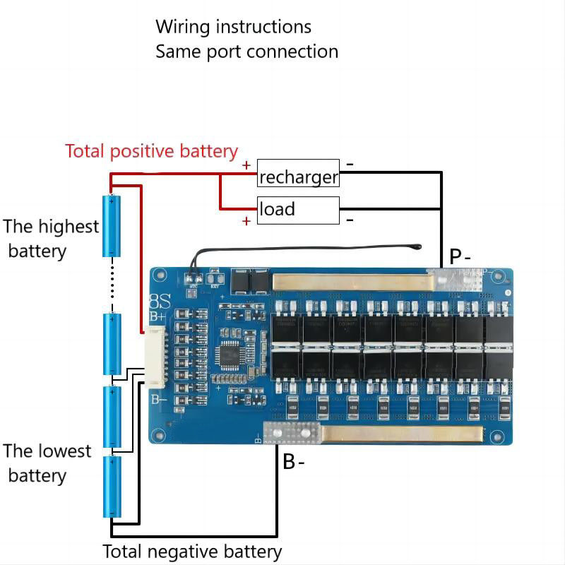 8 Series Lithium Iron Phosphate Battery Protection Board 24V 40A 50A 60A Produksi PCB Online
